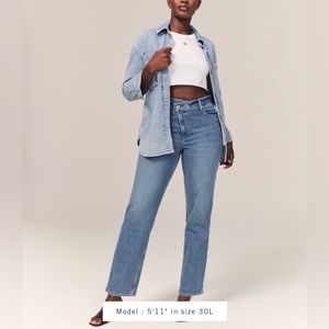 Abercrombie curve love 90s straight ultra high rise Jean with asymmetrical waist
